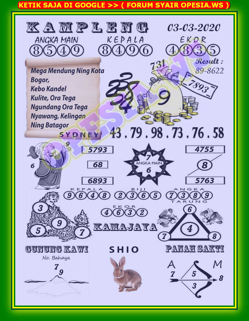 1 New Message Kode Syair Sydney 3 Maret 2020 Forum Syair Togel Hongkong Singapura Sydney
