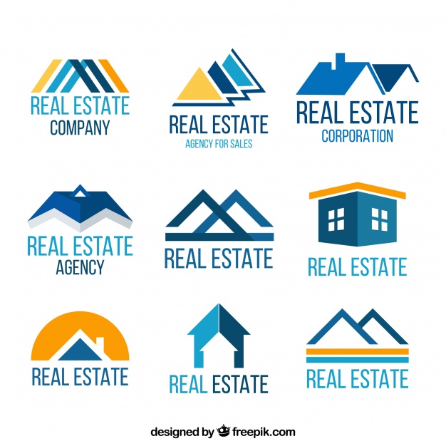  Desain  logo agent property elegan simpel dan menawan biru  