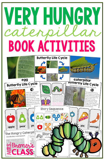 The Very Hungry Caterpillar book study and butterfly life cycle companion activities unit for grades Kindergarten and First Grade