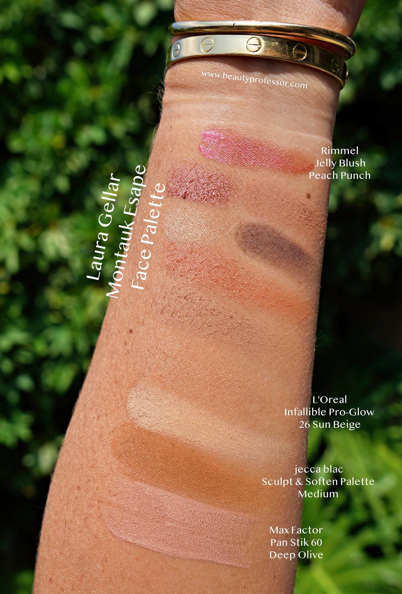 makeup swatch on the arm