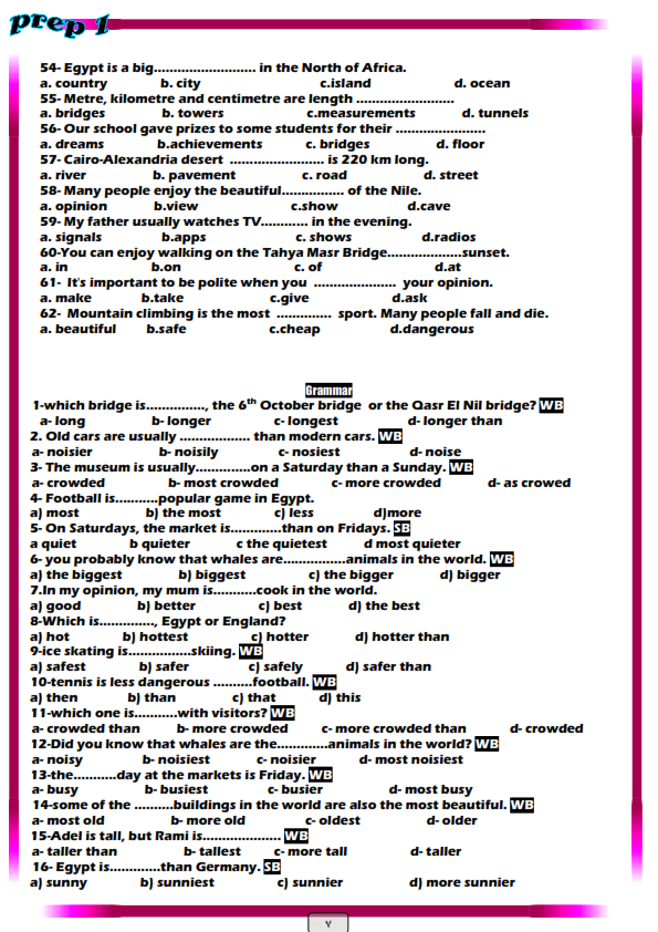 مراجعة مقرر امتحان شهر مارس لغة انجليزية الصف الاول الاعدادي بنظام الاختيار من متعدد  Prep%2B1%2Brev.doc_007