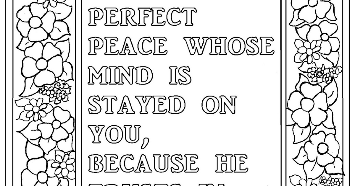 Coloring Pages for Kids by Mr. Adron: Free Isaiah 26:3 Print and Color