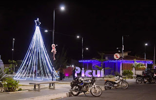 Picuí entrando no clima natalino: Prefeitura ilumina cidade com árvores e decoração