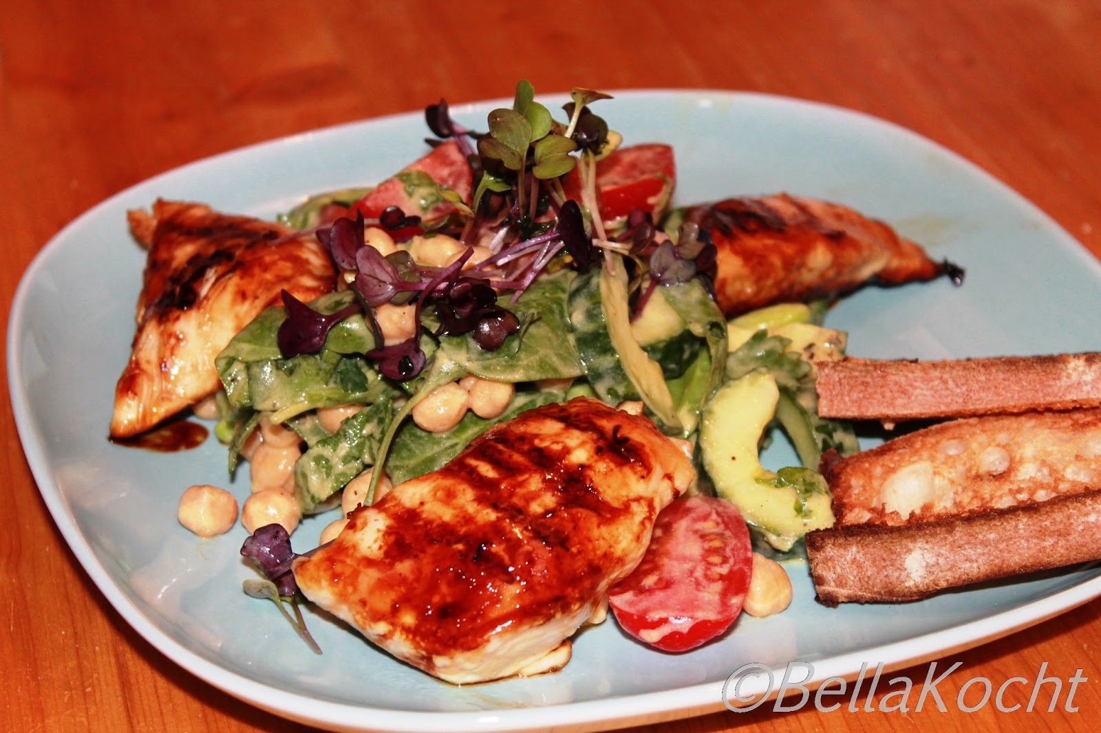 Zitronen-Honig-Hähnchen mit Salat | bellakocht Zitronen-Honig-Hähnchen mit Salat | bellakocht