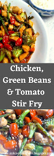 Chicken, Green Beans & Tomato Stir Fry:  Juicy tender chicken, crunchy green beans, and bursts of fresh tomatoes tossed in a killer sauce will give you goosebumps and have you reaching for seconds. - Slice of Southern