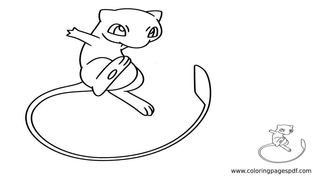 Coloring Page Of A Mew Jumping