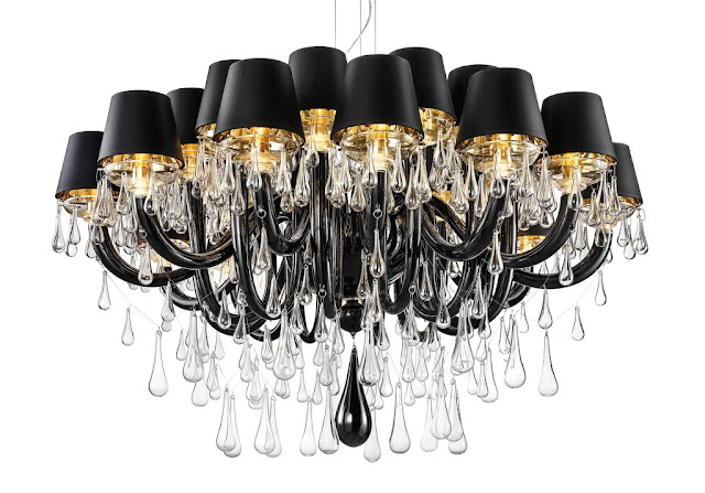modern black chandelier with shades