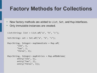 Java 9 Example - Factory Methods for Collection - Creating Unmodifiable List, Set, and Map