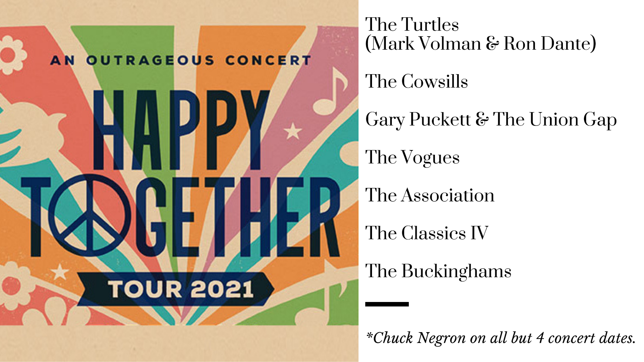 The Buckinghams in Concert Happy Together Tour 2021 includes The