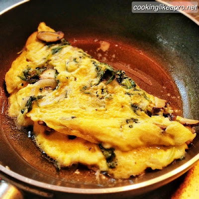 Cooking Spinach Omelet with Mushroom