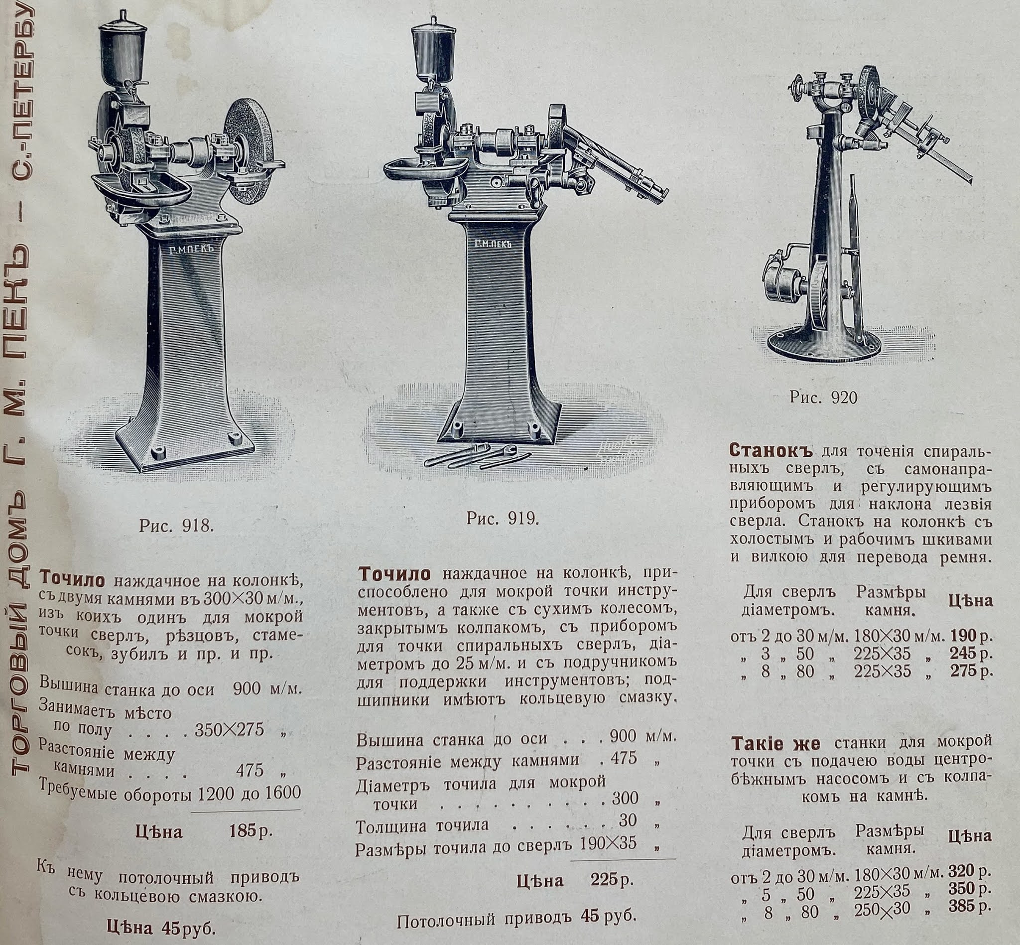 петроградские заводы. ручные сверлильные пневматические машины. 1913 год. станки и инструменты для обработки металла. м пек.