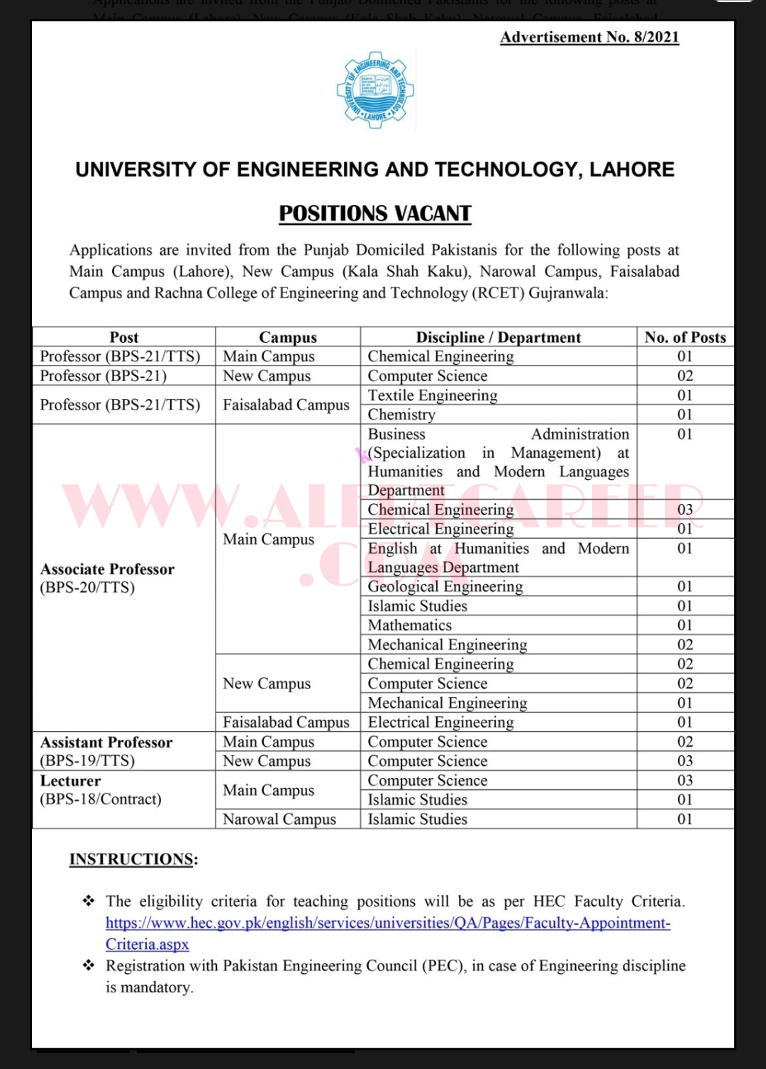 University of Engineering and Technology  Lahore UET