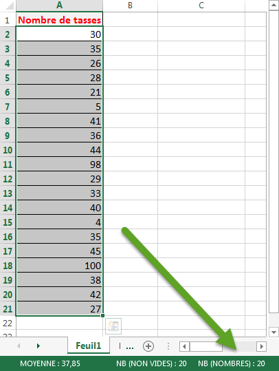 Utilisation rapide de la fonction NB