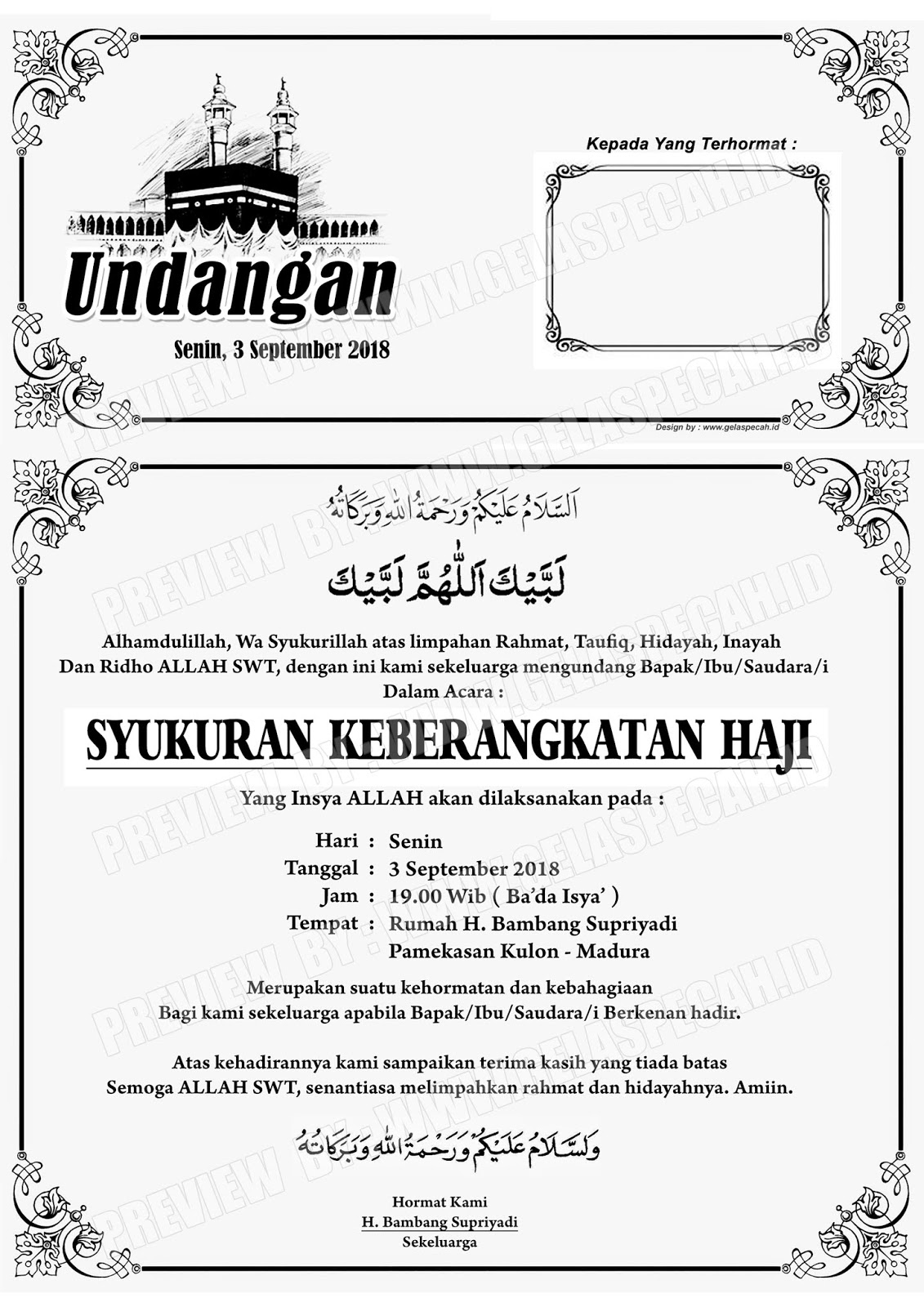 Tasyakuran Haji Contoh Undangan Haji Nusagates