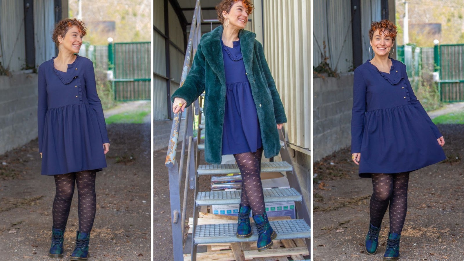 collant avec robe bleu marine