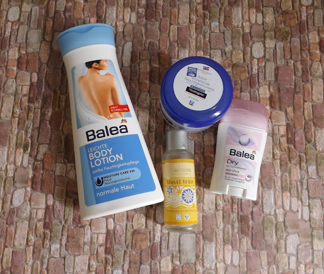 Balea - Leichte Bodylotion, Neutrogena - Sofort einziehende Feuchtigkeitscreme, Saloos - Körperöl, Balea - Dry Deo Stick