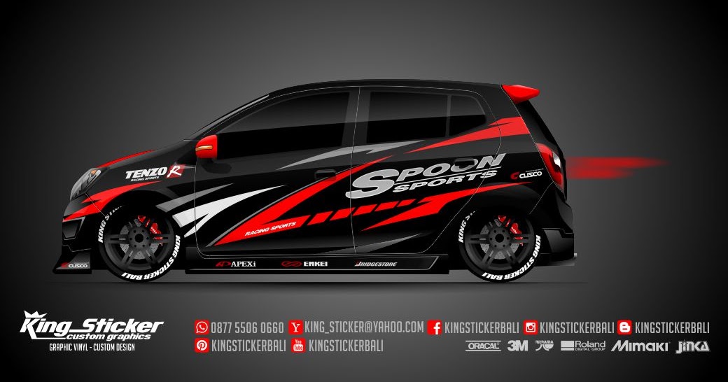  STICKER  MOBIL  AGYA  AYLA SPOON RACING King Sticker  bali