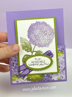 Stampin' Up! Hydrangea Haven Flap Fold Card + VIDEO tutorial ~ 9 Hydrangea Hill Projects ~ January-June 2021 Mini Catalog ~ www.juliedavison.com #stampinup