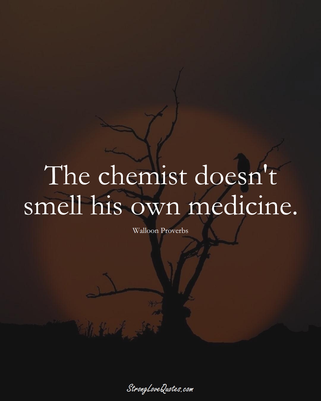 The chemist doesn't smell his own medicine. (Walloon Sayings);  #aVarietyofCulturesSayings