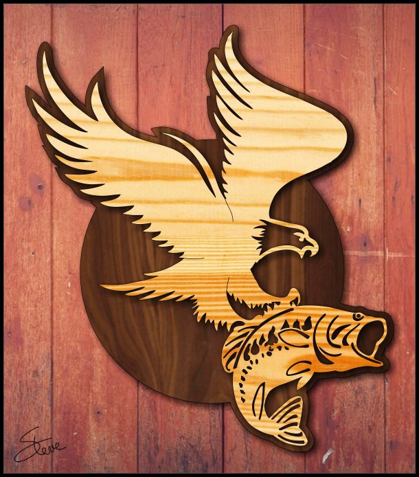 Scrollsaw Eagle Fishing Scroll Saw Pattern.