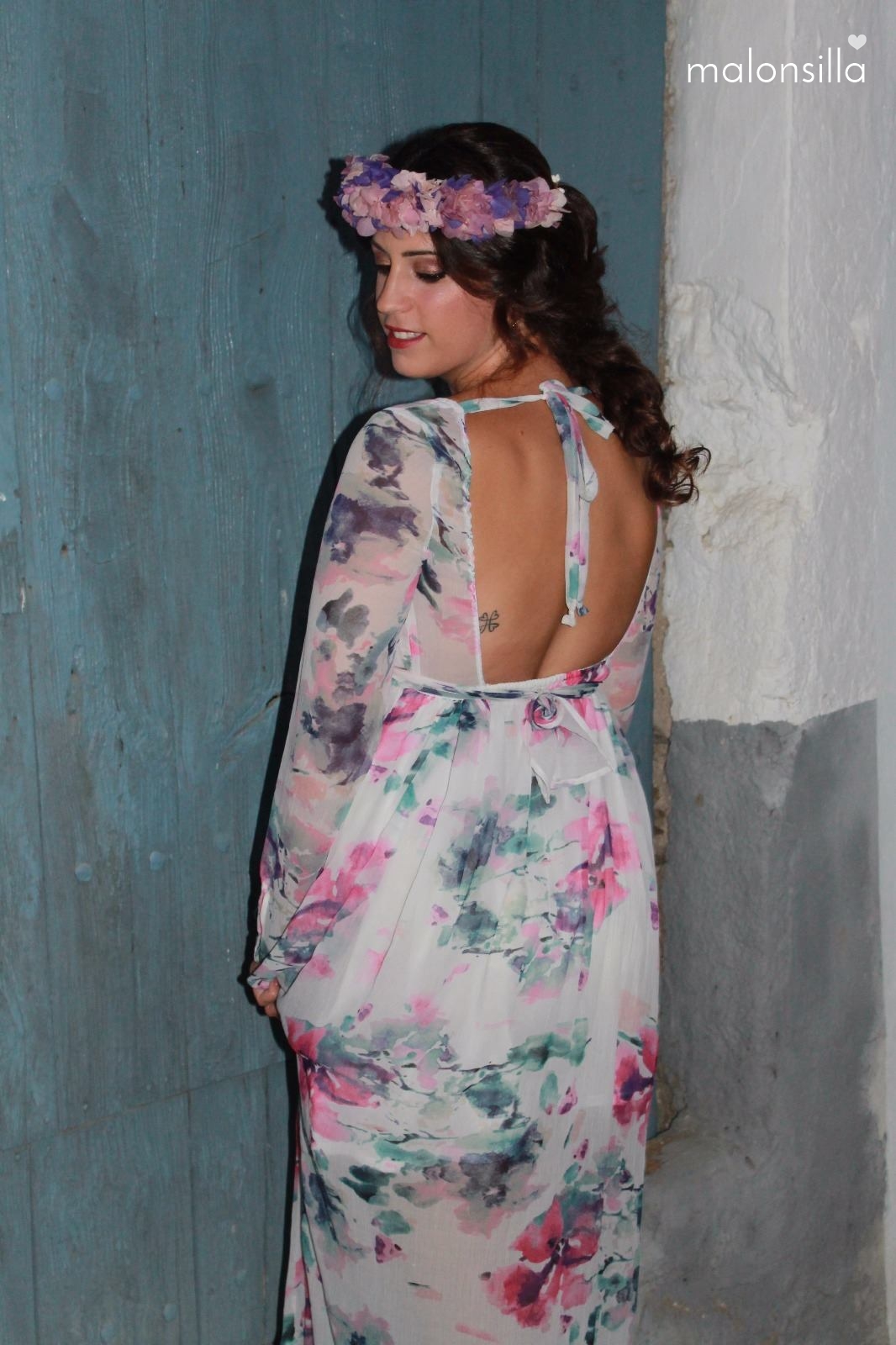 tocado para vestido estampado flores