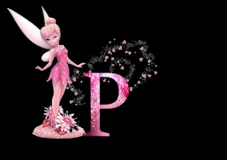 Abecedario con Tinker Bell en Rosa. Pink Tinker Bell Alphabet.