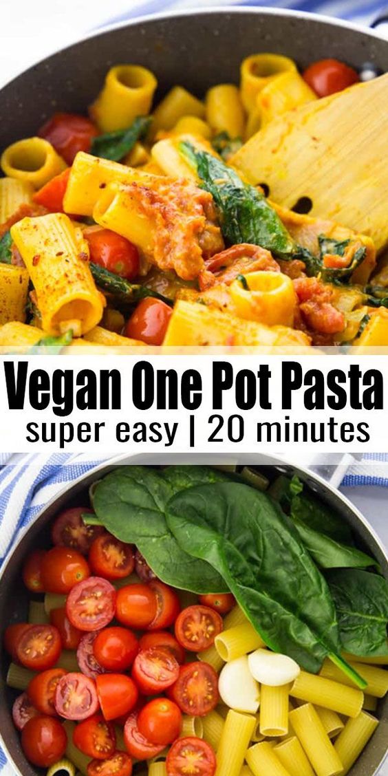 Vegan One Pot Pasta with Spinach and Tomatoes Sample Menus Diet