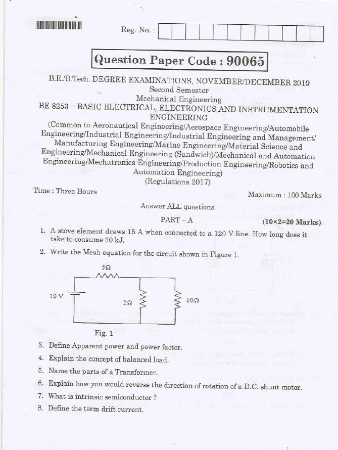 Anna University BE 8253 — BASIC ELECTRICAL, ELECTRONICS AND