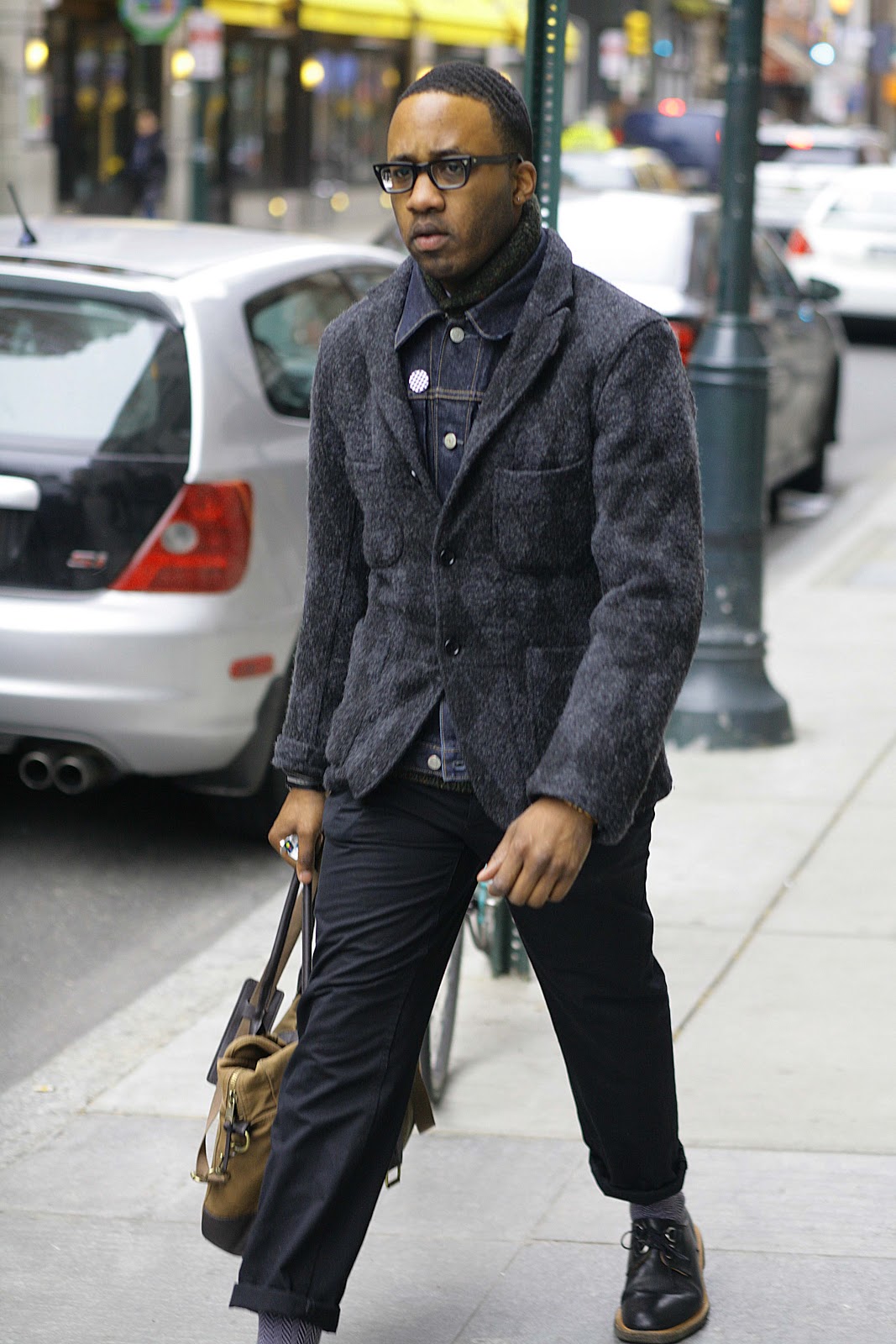 Street Gazing: Street Gazing... Denim, khaki and wool sport coat.