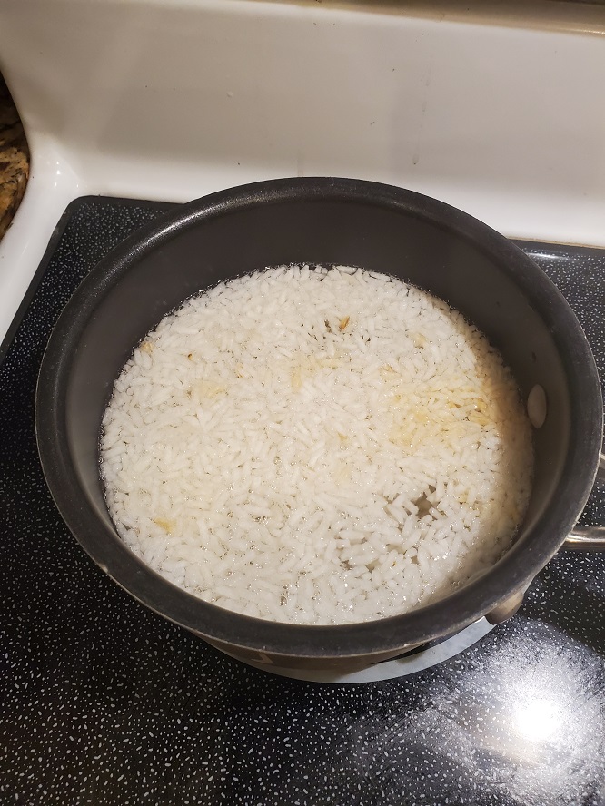 this is long grain rice cooked in a pan