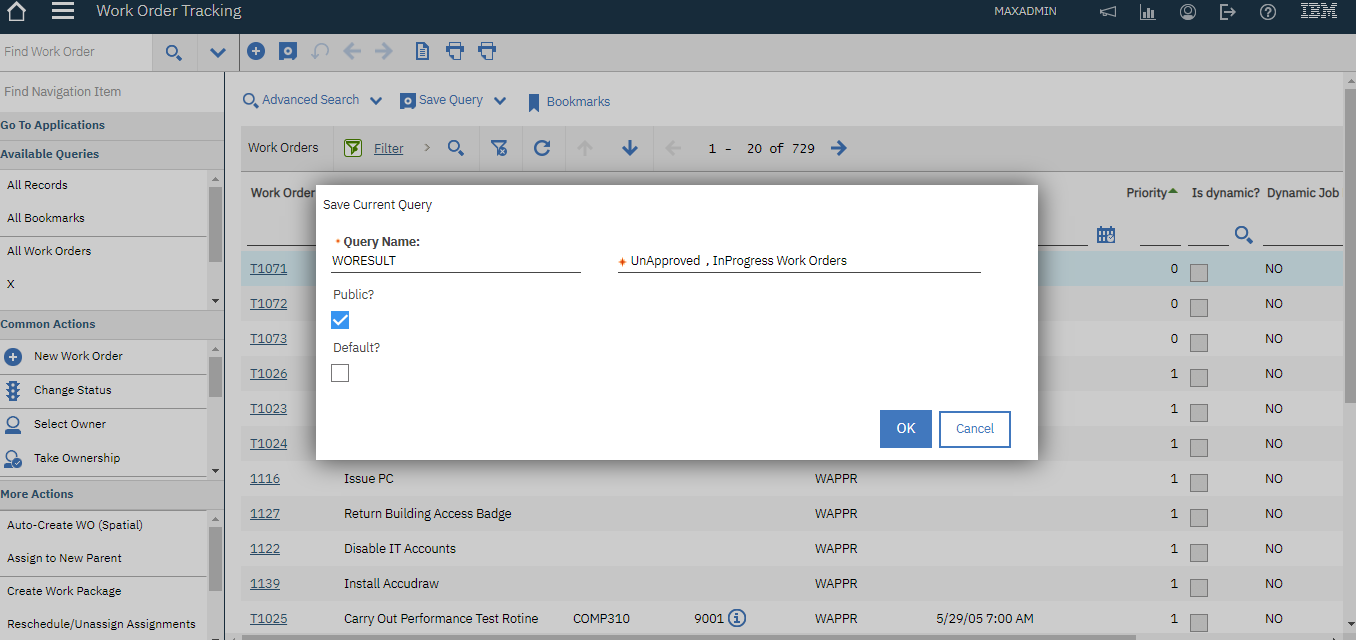 IBM MAXIMO Enterprise Asset Management MAXIMO Creating ResultSet