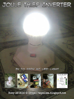gambar neo joule thief inverter 1.5v to 220v AC Les Light