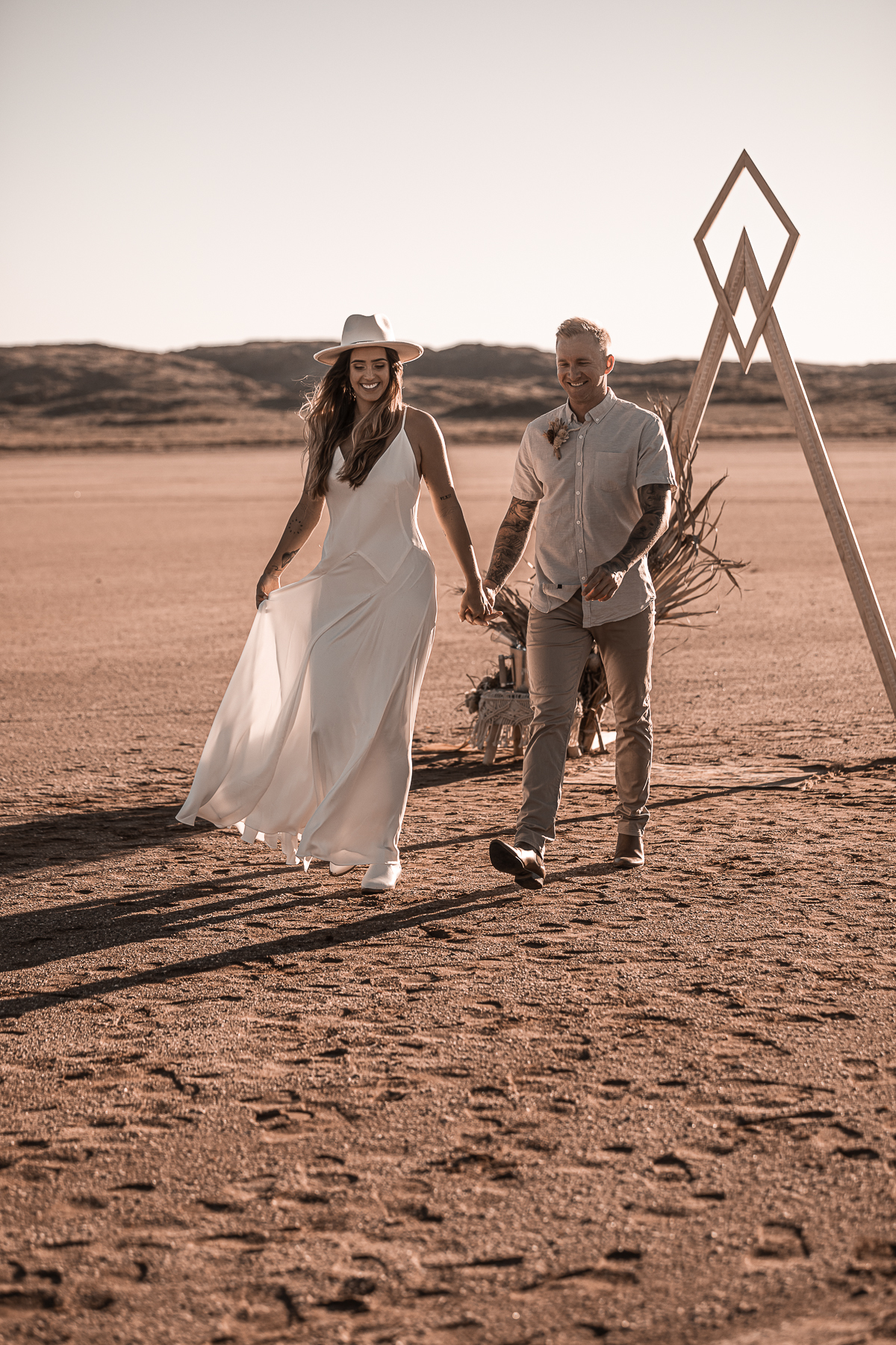 intimate bohemian elopement shoot | to the aisle pilbara region two unique photography and film weddings florals styling karratha wa