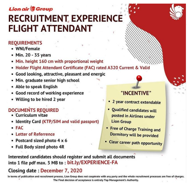 Lowongan Kerja Flight Attendant Lion Air Group Tingkat Sma Smk Desember 2020 Rekrutmen Lowongan Kerja Bulan Mei 2021