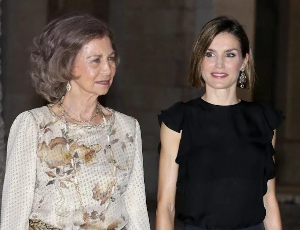 King Felipe, Queen Letizia, Queen Sofia attend a official reception at the Almudaina Palace