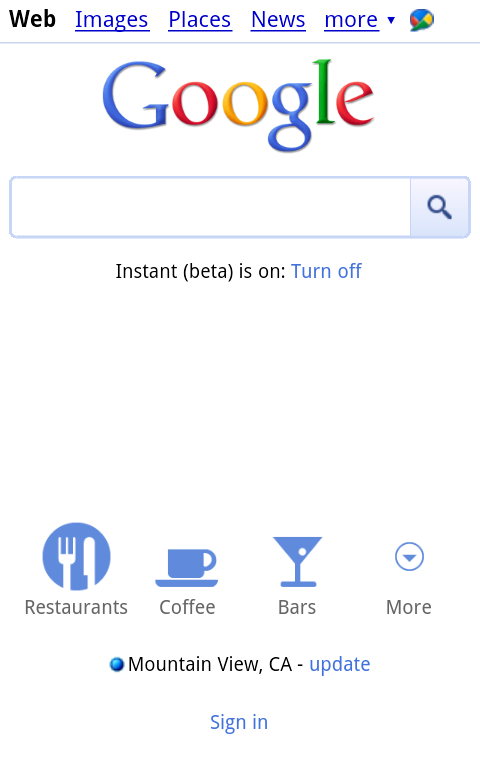 google blog icon. Shortcut icons appear at the