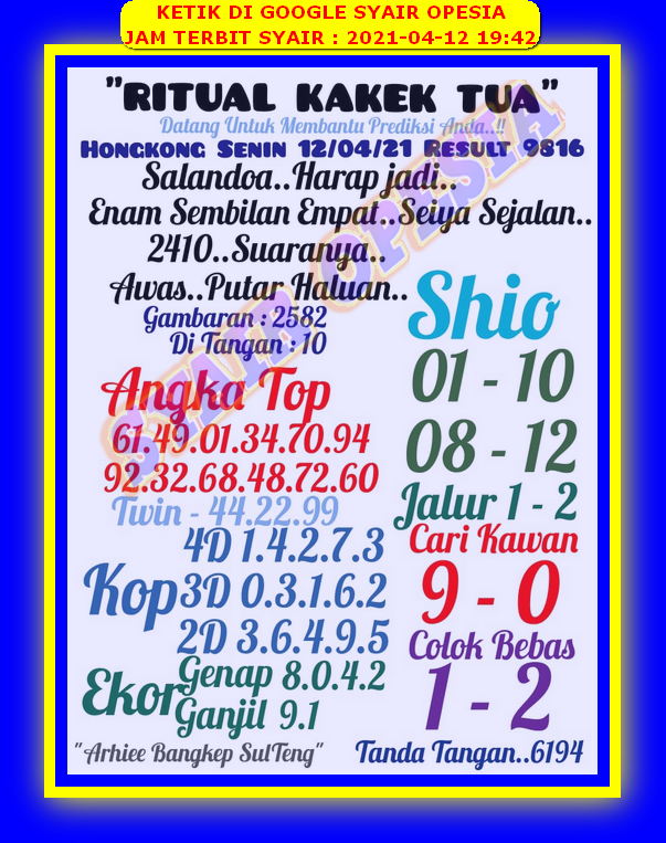 1 New Message Kode Syair Hongkong 12 April 2021 Forum Syair Togel Hongkong Singapura Sydney