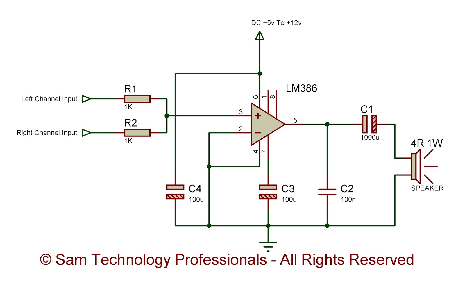 Sam Technology Professionals Simple and High Quality Audio Amplifier