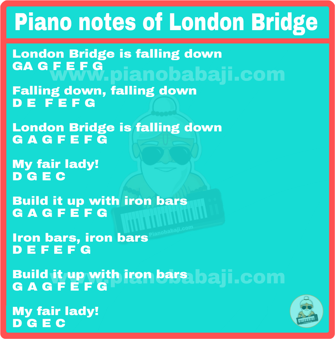 piano notes of london bridge