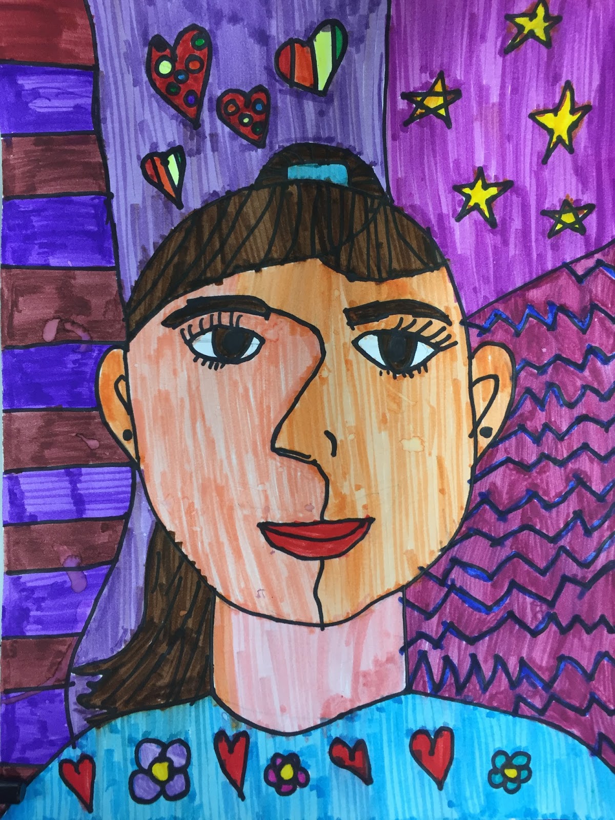 Elements of the Art Room: 4th Grade Romero Britto Self-Portraits
