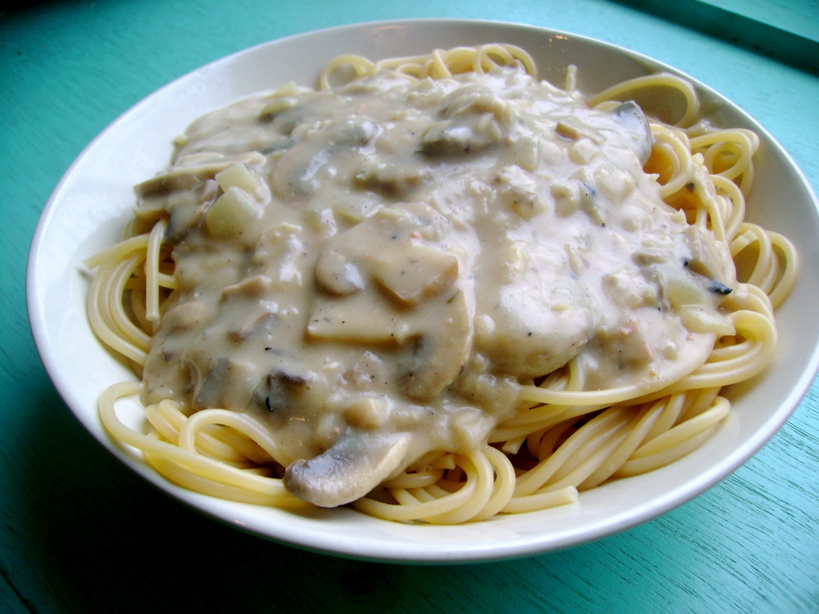 The Crabby Crafter Cream of Mushroom Soup with Spaghetti