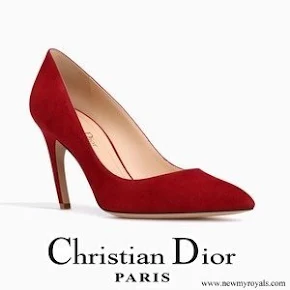 Queen Rania wore Dior High-Heeled Shoe In Red Suede Calfskin