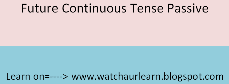 English Future Continuous Tense Passive Watch And Learn