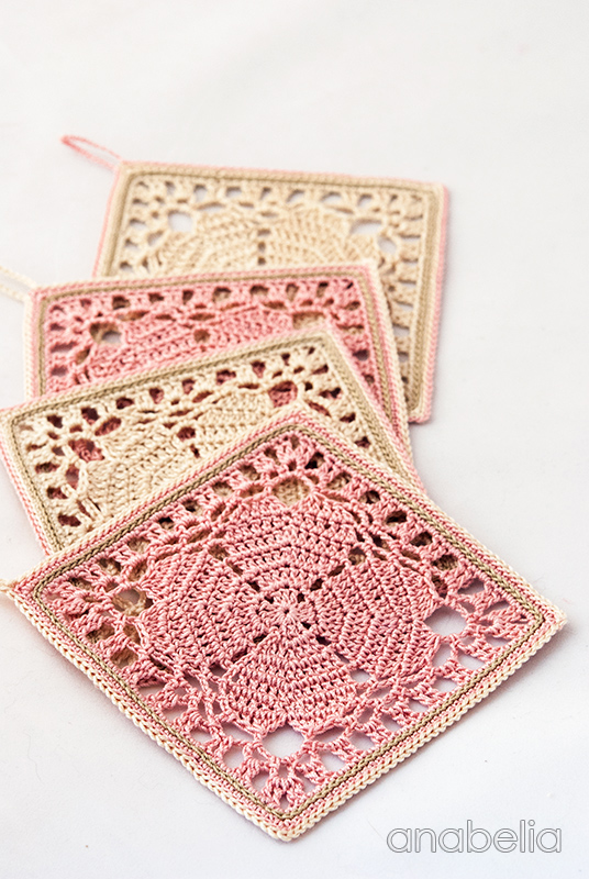 Japanese square crochet coasters by Anabelia