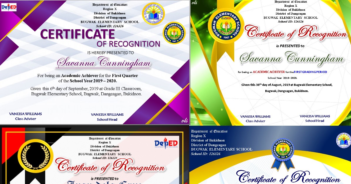 Deped Certificate Of Recognition Template Free Download - Templates ...