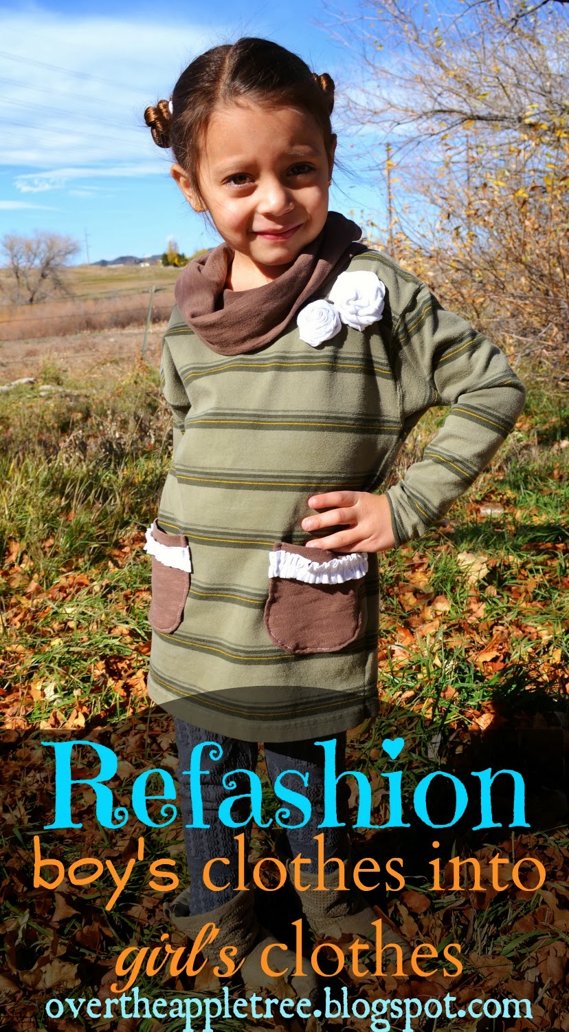 Refashion boy's clothes into Girl's Clothes by Over The Apple Tree