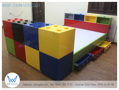 Giường ngủ Lego đa năng GDN-LEGO.01 sắc màu cho bé 
