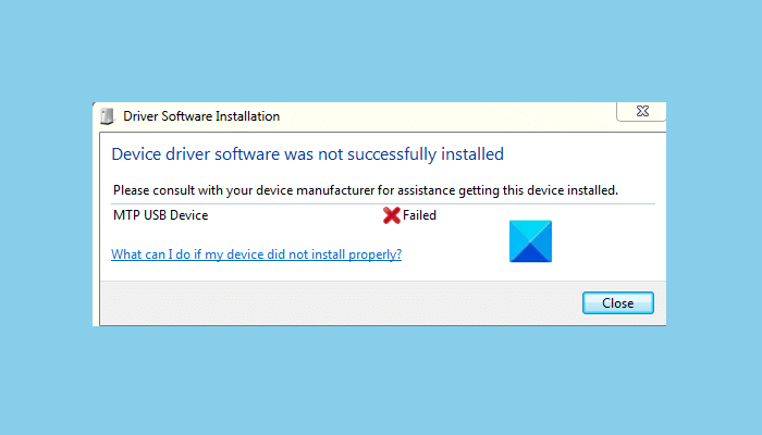 Impossibile installare il driver del dispositivo USB MTP