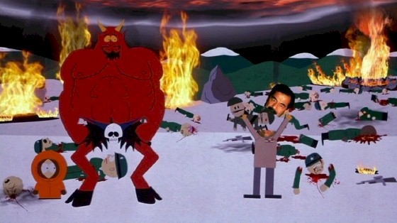 Saddam and Satan in South Park: Bigger, Longer and Uncut