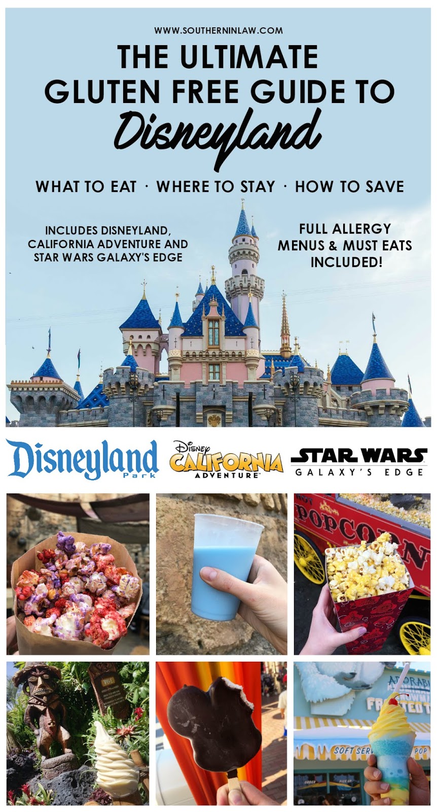 The Ultimate Gluten Free Guide to Disneyland - How to Eat Gluten Free at Disneyland, California Adventure, Star Wars Galaxy's Edge - Disneyland Allergy Menus Download